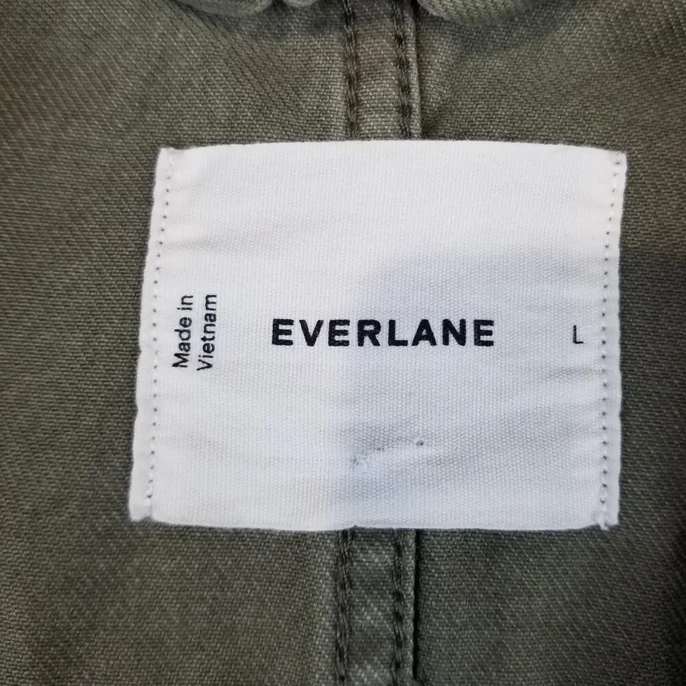 Everlane Jacket Mens Large Green Organic Cotton Denim Chore Utility Workwear